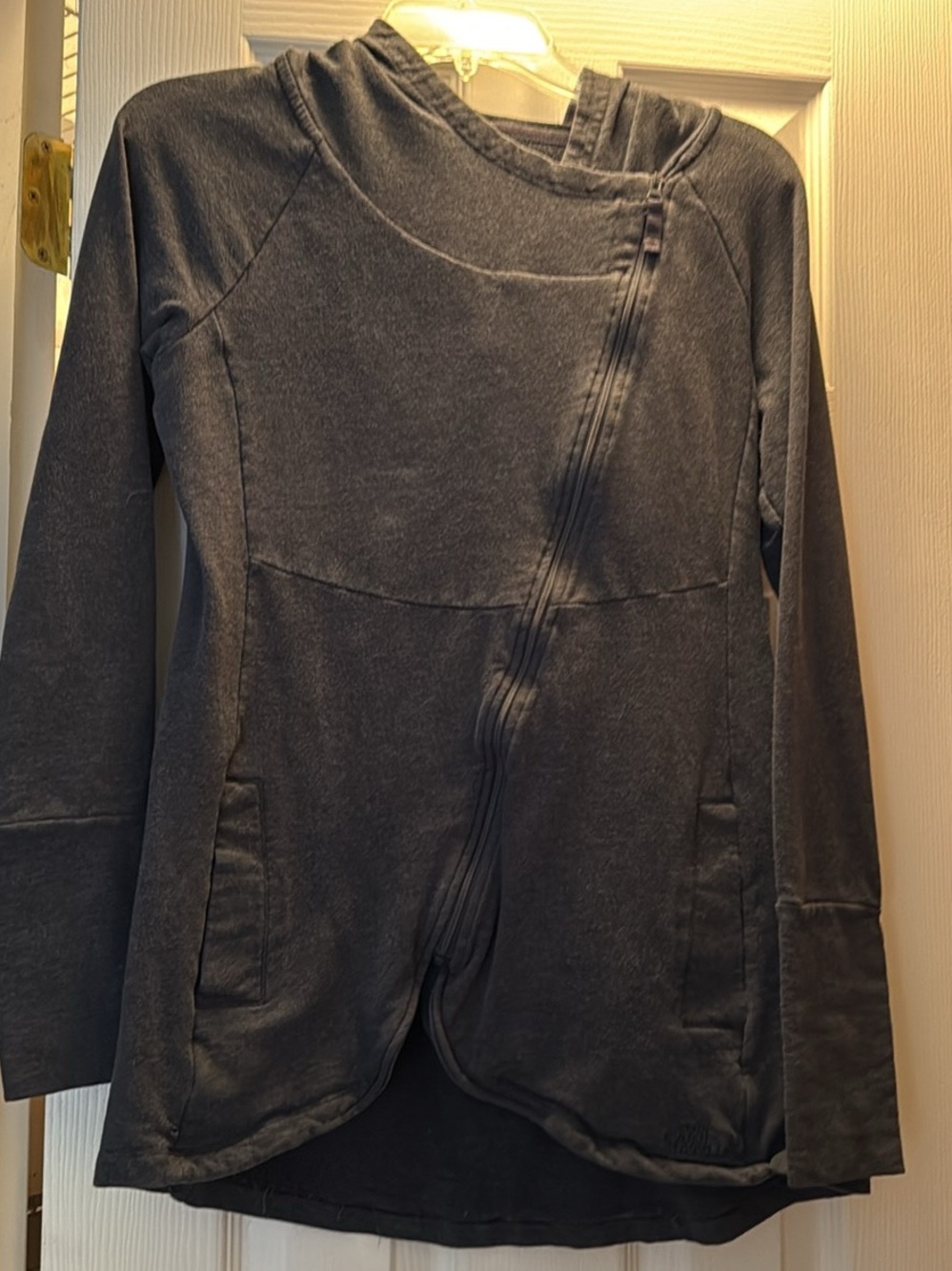 North face Asymmetrical Zip Dark Gray Hooded Jacket